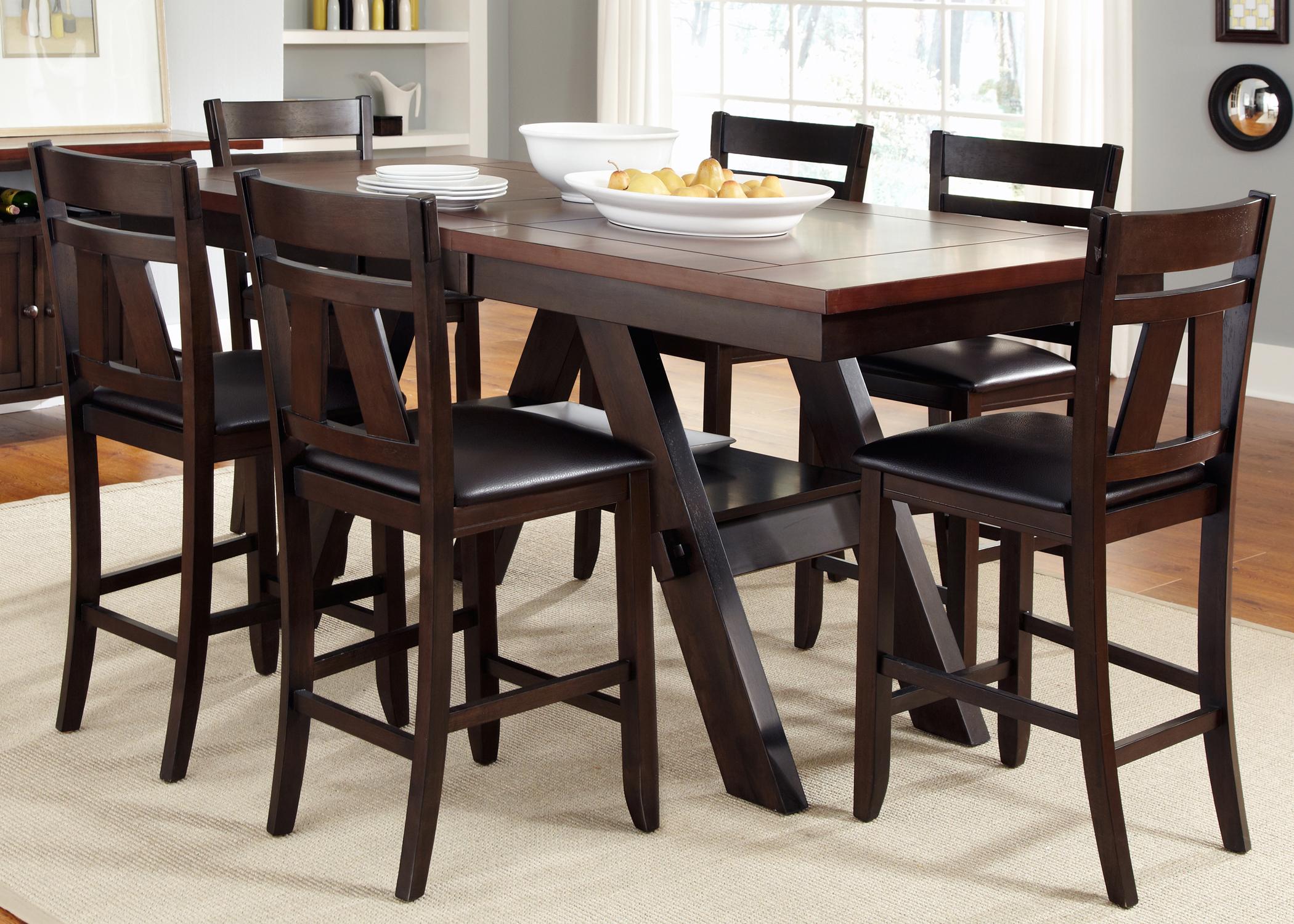 Piece Trestle Gathering Table with Counter Height Chairs Set by ...