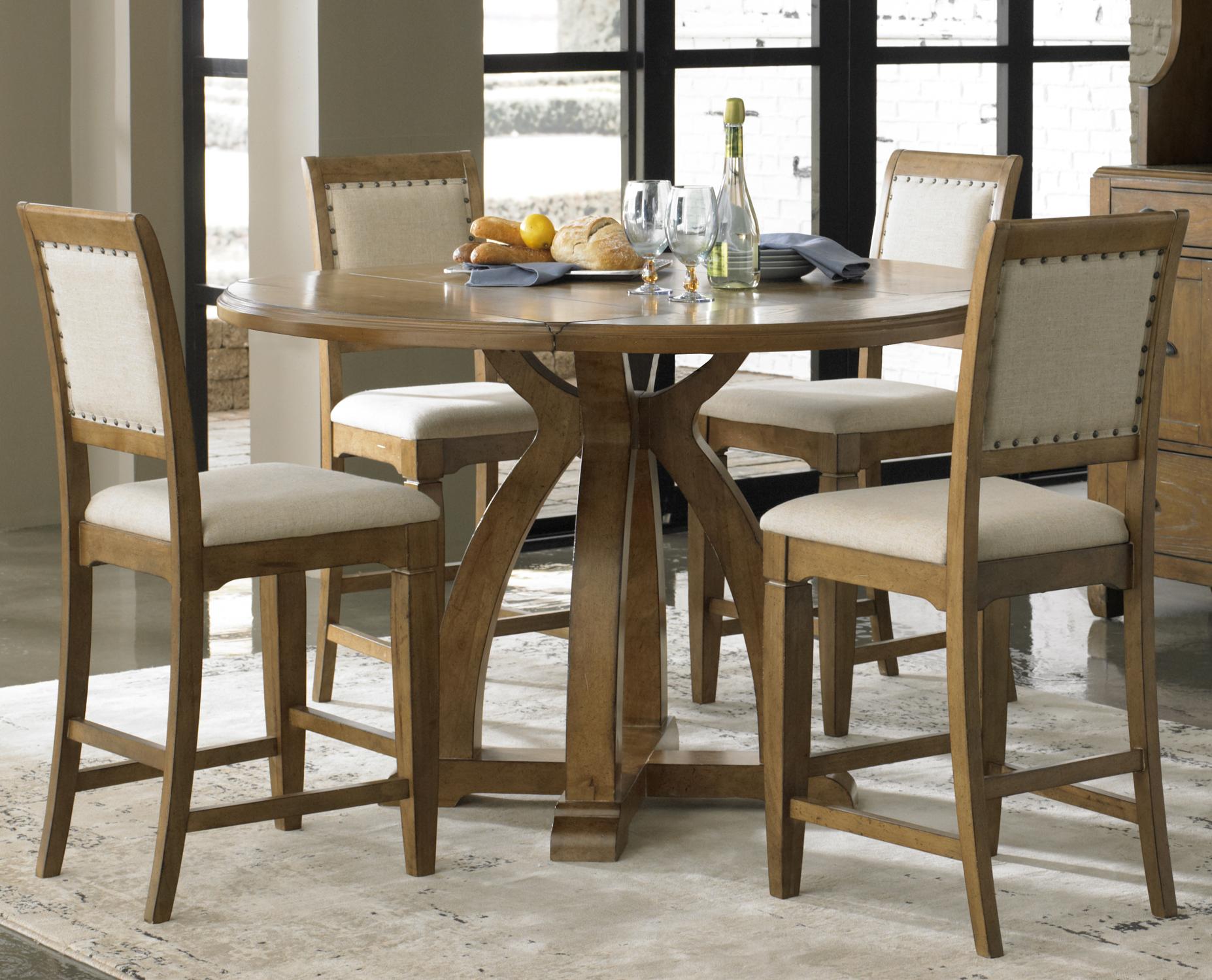 Piece Gathering Table Set with 4 Upholstered Counter Height Chairs ...