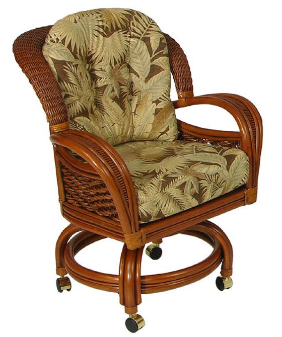 Swivel Tilt Caster Dining Chair By Palm Springs Rattan