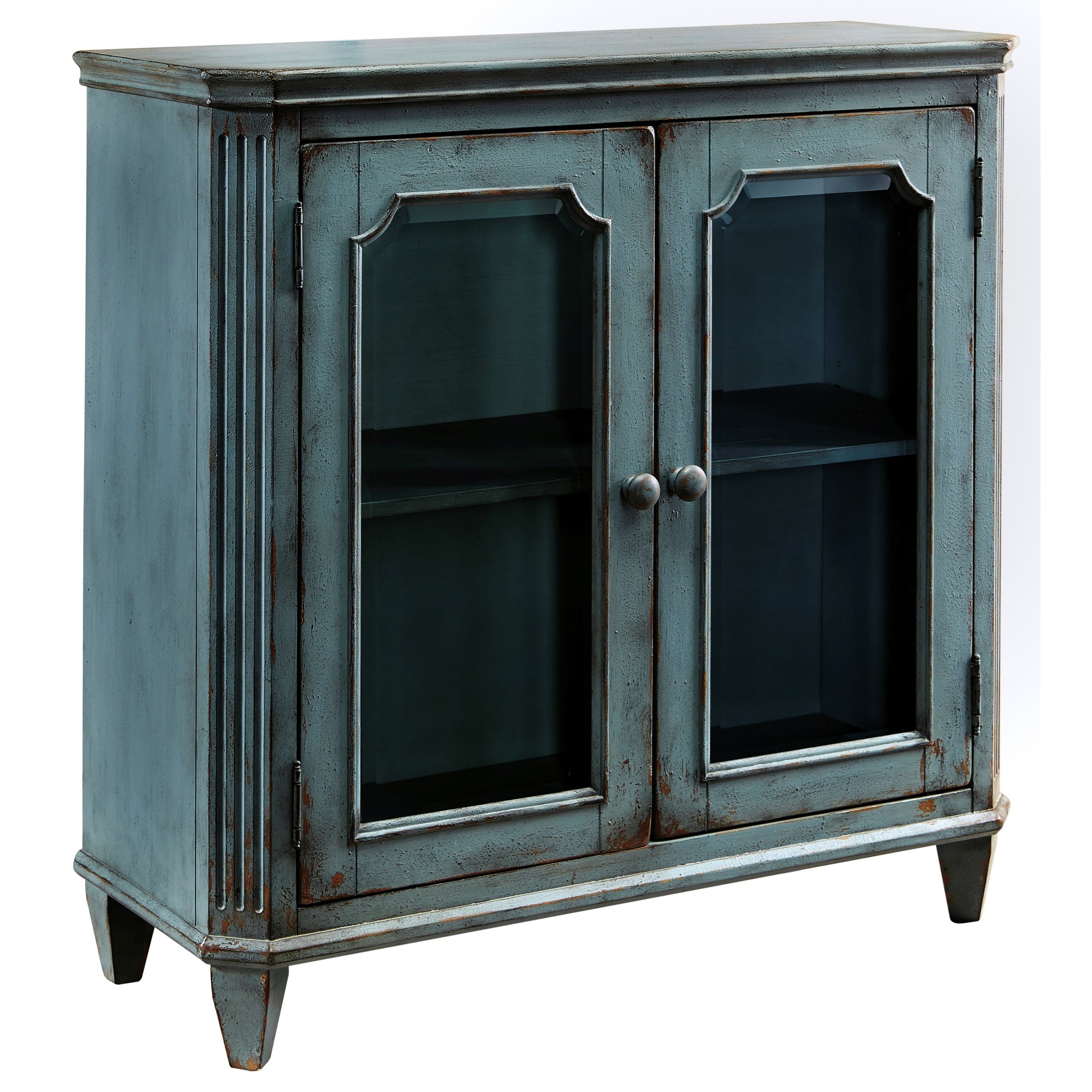 French Provincial Style Glass Door Accent Cabinet in