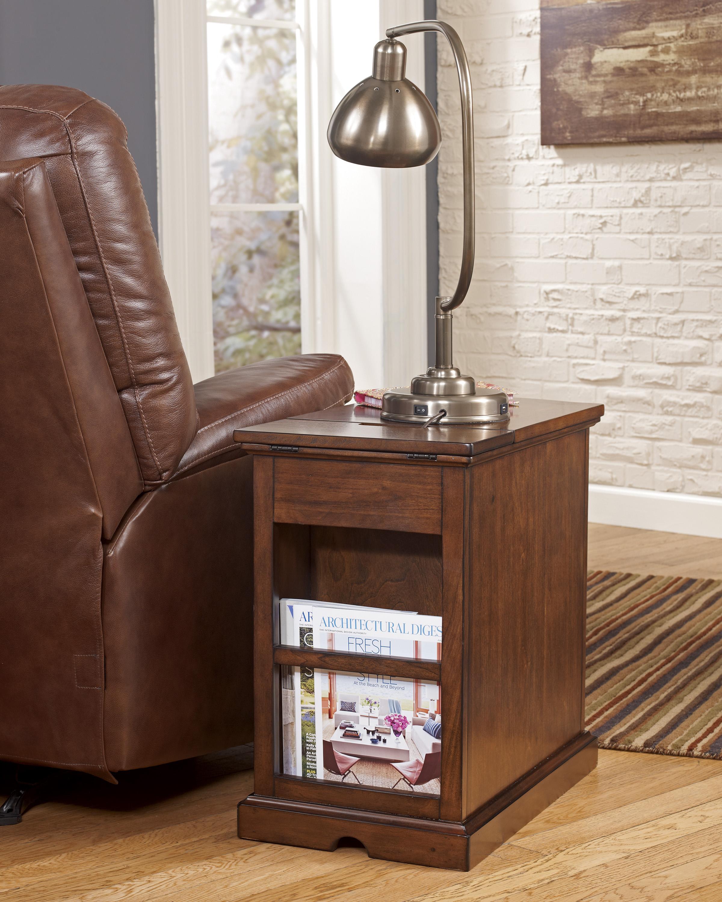 Chairside End Table with Power Outlets & Pull-Out Shelf by ...