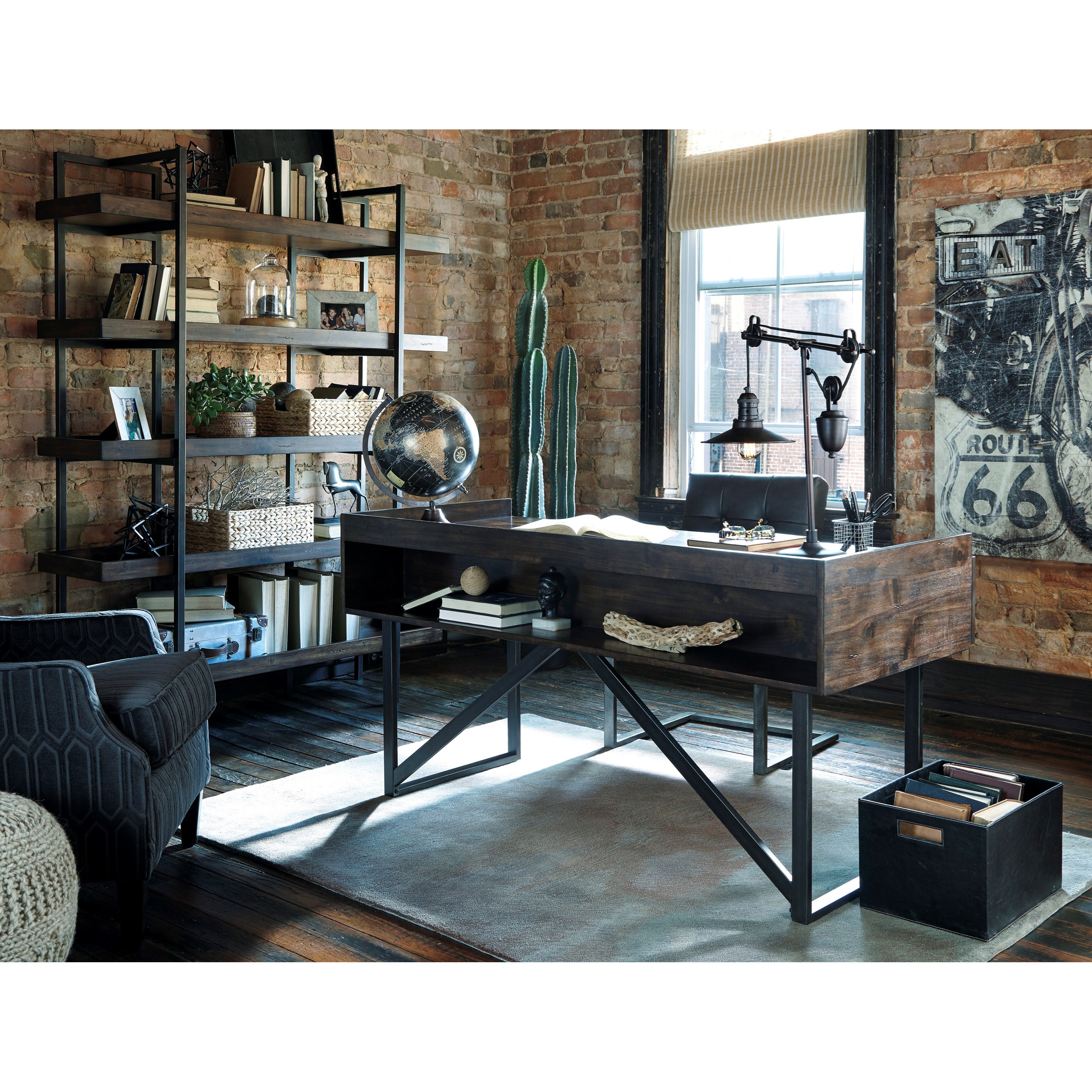 Modern Rustic Industrial Home fice Desk with Steel Base