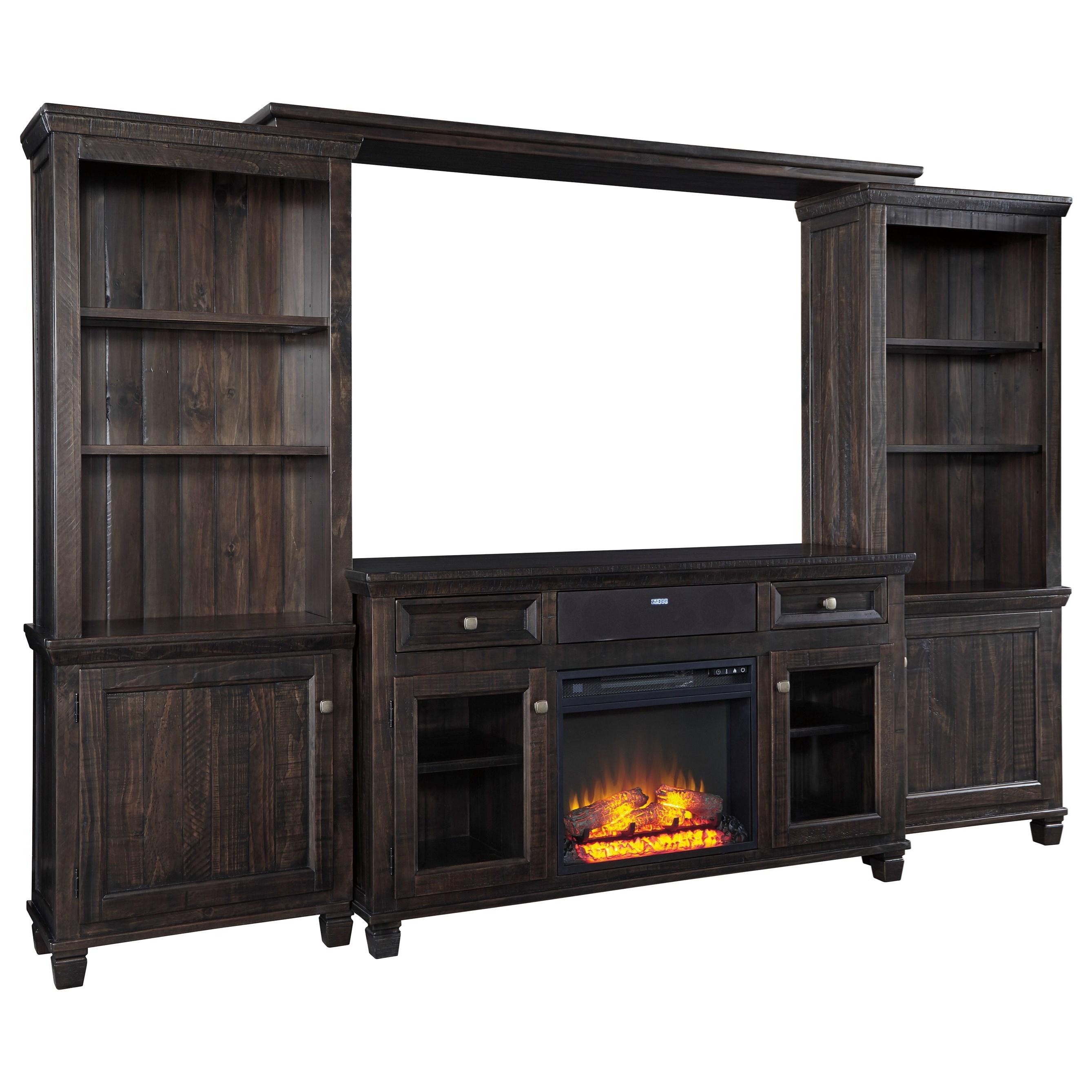 Entertainment Center w Fireplace Insert & Small Bluetooth