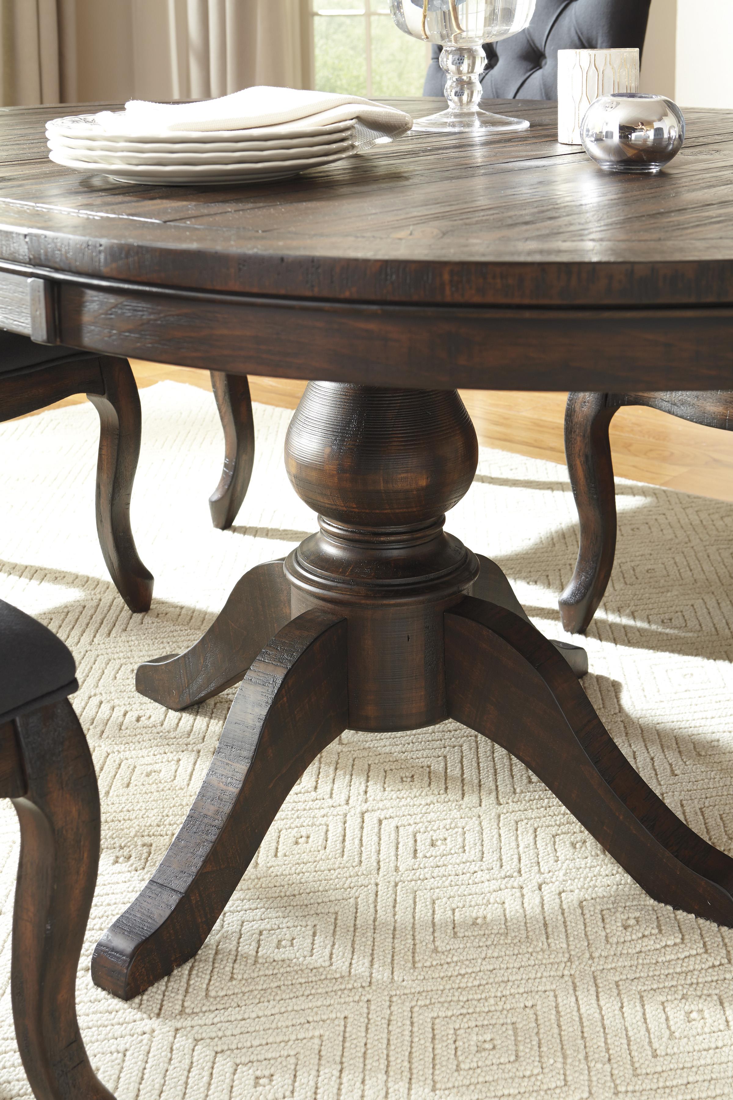 Solid Wood Pine Round Dining Room Pedestal Extension Table