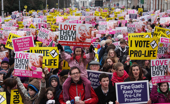 Thousands gather outside Irish parliament for pro-life vigil in Dublin