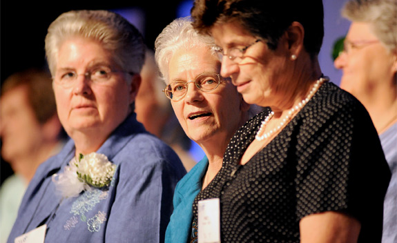 Franciscan Sister Florence Deacon (center)