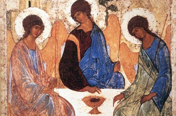 2838detailthetr_00000002044 Detail from 'Trinity' by Andrei Rublev (c. 1410)