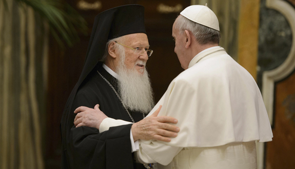 Pope Francis pictured in file photo with Ecumenical Patriarch Bartholomew of Constantinople