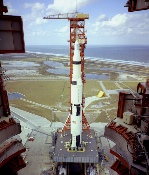 SATURN 501 FROM TOP OF MOBILE SERVICE STRUCTURE PAD 39A