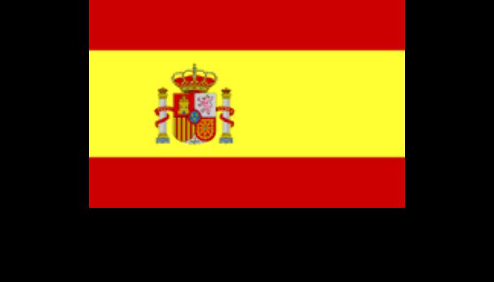 The national flag of Spain featuring red and yellow horizontal stripes with the Spanish coat of arms.
