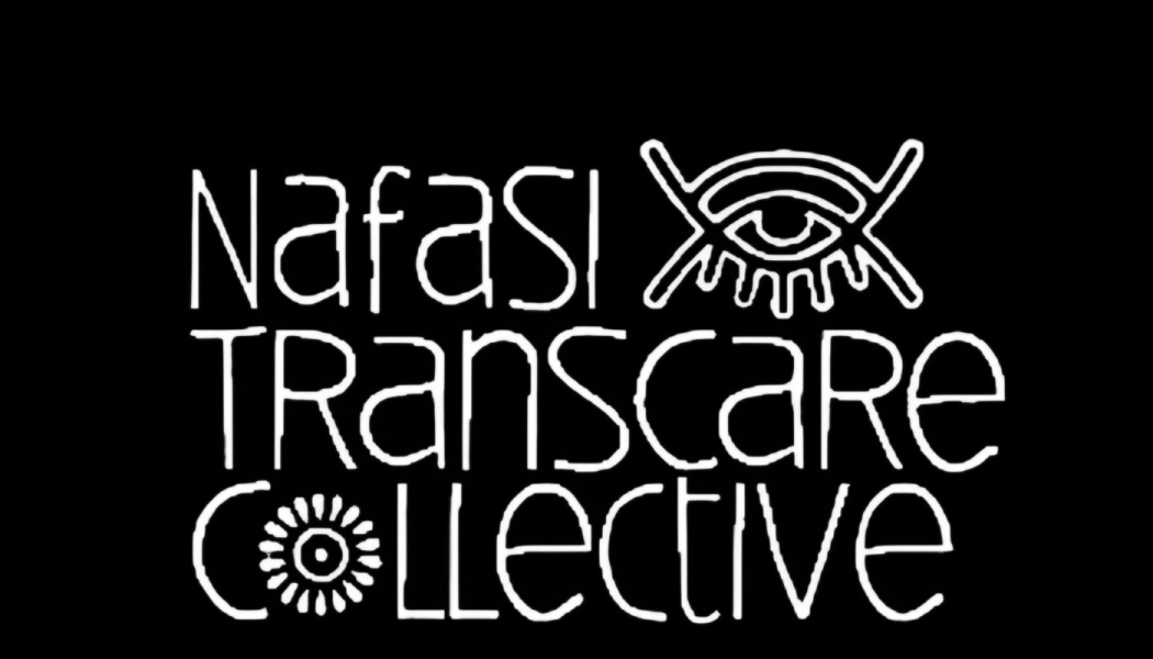 White logo on black reading "NAFASI TRANSCARE COLLECTIVE" with a stylized eye graphic and sun motif.