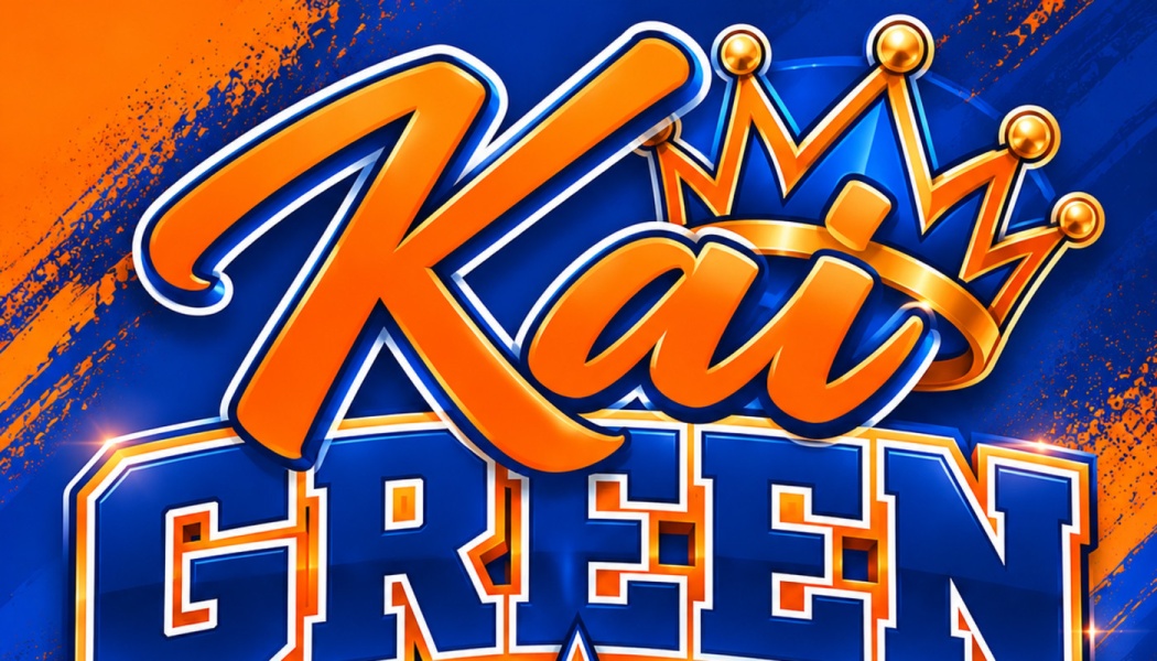 Dynamic orange and blue logo reading "Kai GREEN" topped with a golden crown emblem.