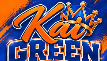 Dynamic orange and blue logo reading "Kai GREEN" topped with a golden crown emblem.