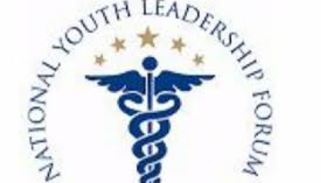 National Youth Leadership Forum logo featuring a blue caduceus medical symbol beneath five gold stars.