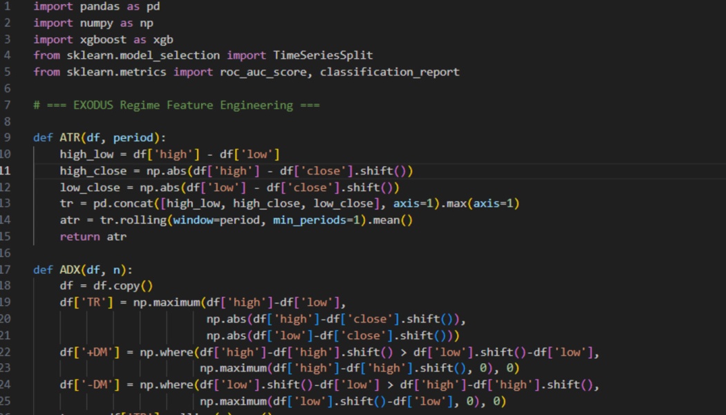 Python code with syntax highlighting on a dark IDE screen, showing machine learning feature engineering.