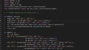 Python code with syntax highlighting on a dark IDE screen, showing machine learning feature engineering.