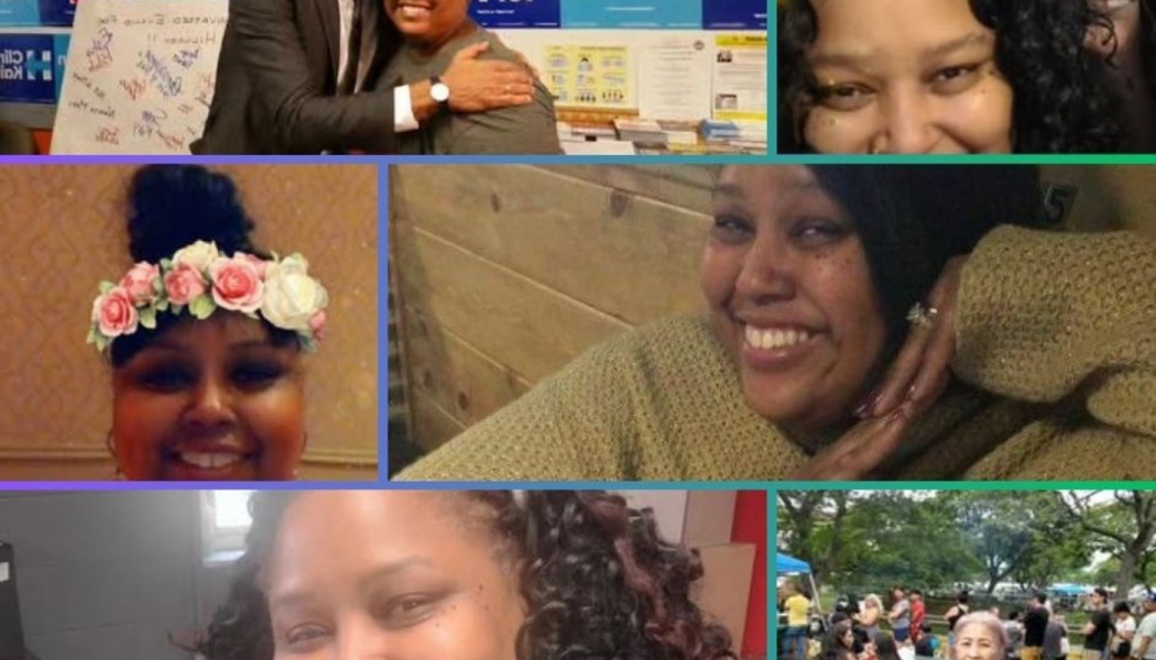 A collage of a smiling woman captured in various joyful moments, including wearing a flower crown.