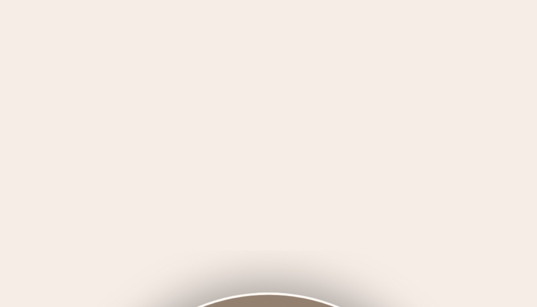 Minimalist off-white background with a taupe circular element peaking from the bottom.