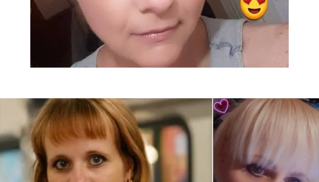 Collage of three selfie photos of a woman with different hairstyles and hair colors.