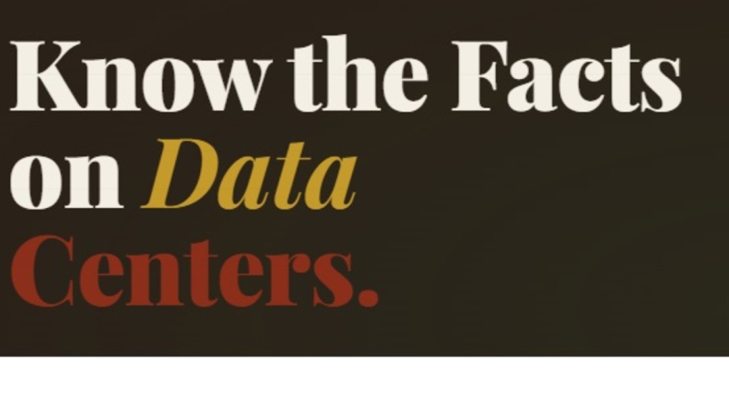 Bold text reading "Know the Facts on Data Centers." against a dark background.