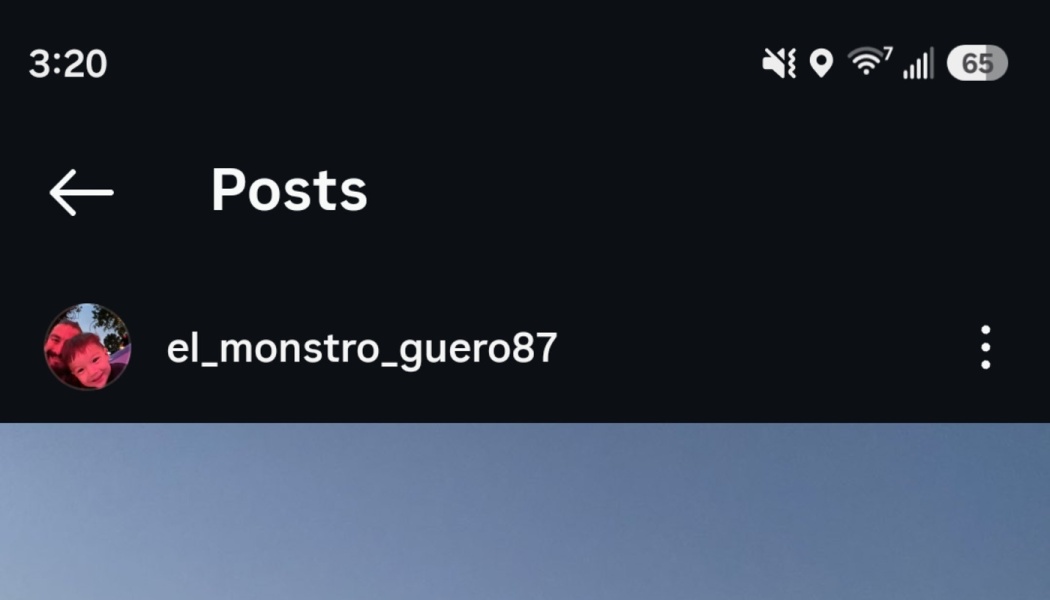 Dark-mode social media post header showing username el_monstro_guero87 and profile photo of a man and child.