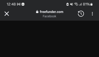 Mobile browser header displaying freefunder.com in dark mode above a black screen.