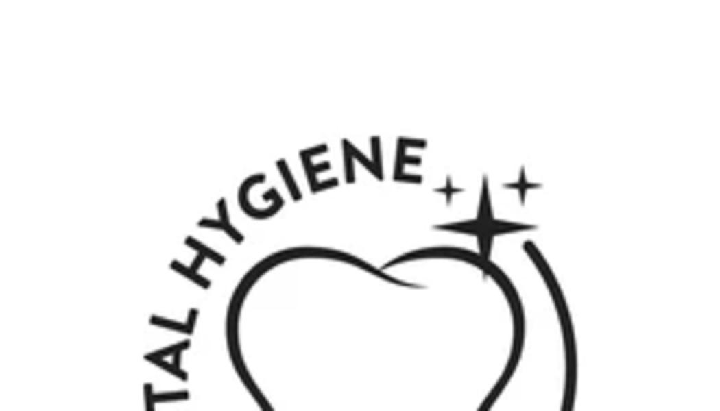 Black line art logo featuring a stylized tooth with sparkling stars and arched text reading DENTAL HYGIENE.