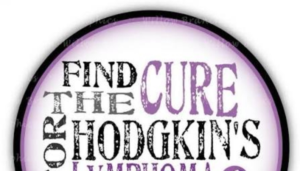 Circular purple graphic with text reading "FIND THE CURE FOR HODGKIN'S LYMPHOMA."