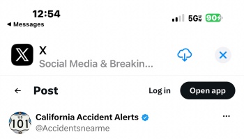 Screenshot of an X post header by California Accident Alerts (@Accidentsnearme).