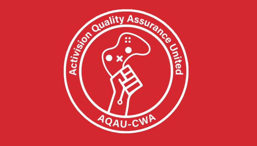 Red circular logo for Activision Quality Assurance United featuring a raised fist holding a video game controller.