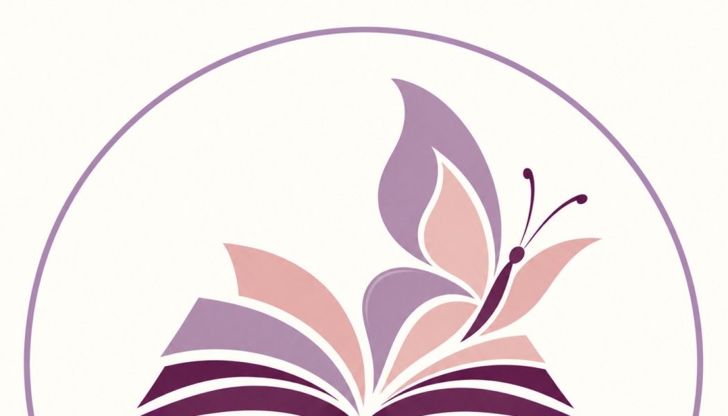 Stylized logo of a purple and pink butterfly emerging from the pages of an open book.