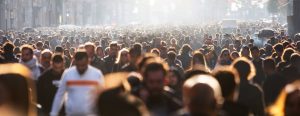Blurred crowd of unrecognizable at the street