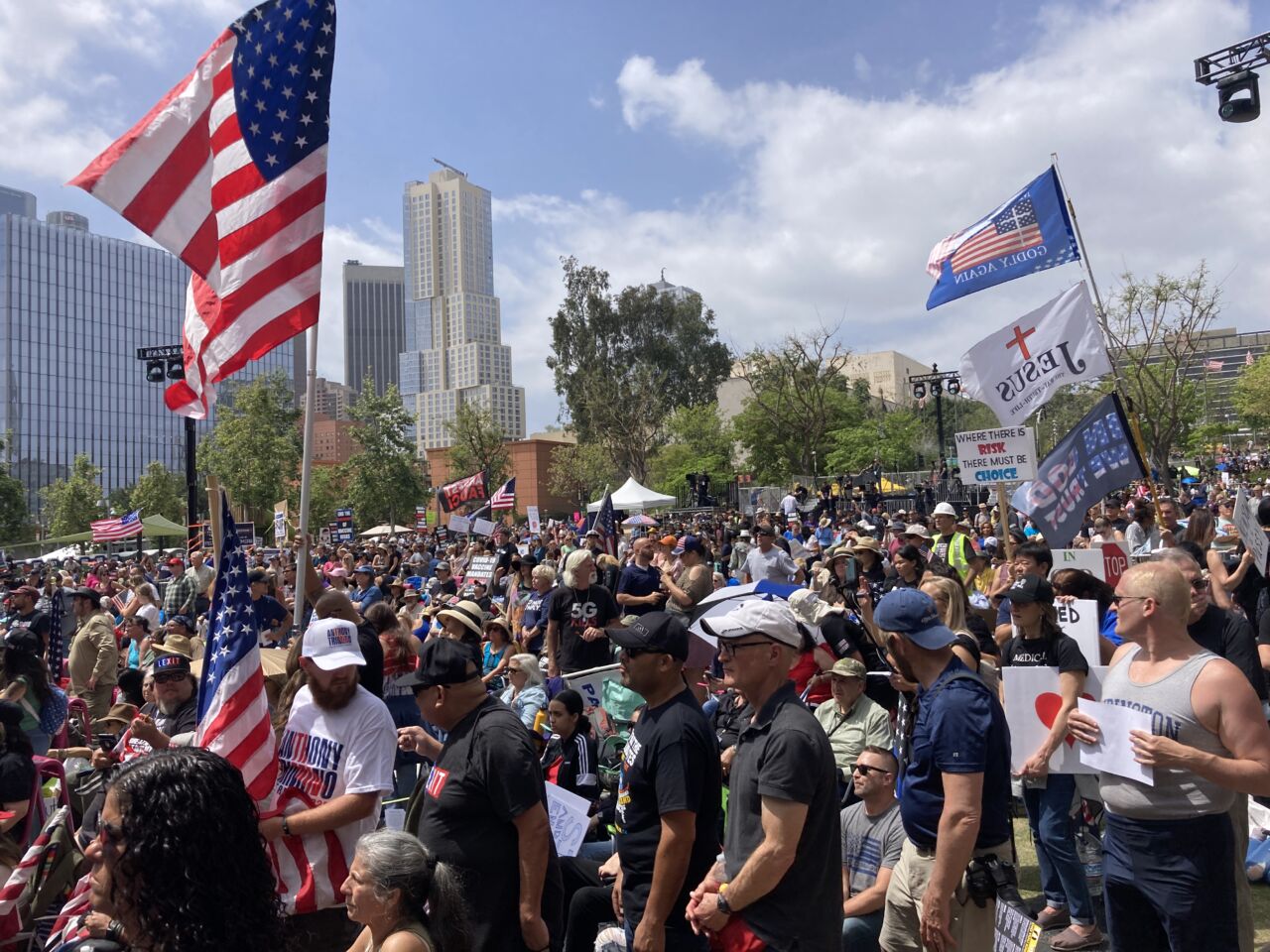 crowd shot flags