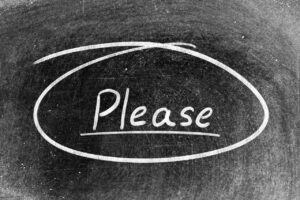 Please written on chalkboard