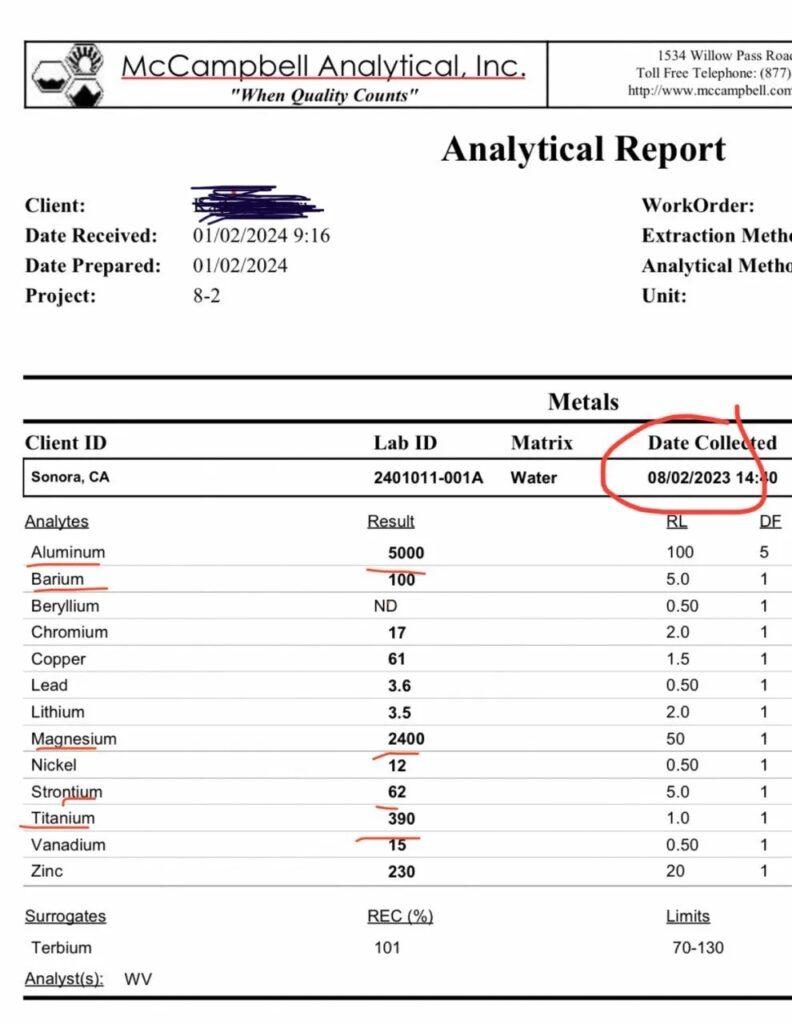 lab report chemtrails