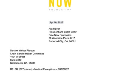 Free Now Foundation’s Letter in Support of Exciting New Bill to Restore the Medical Exemption