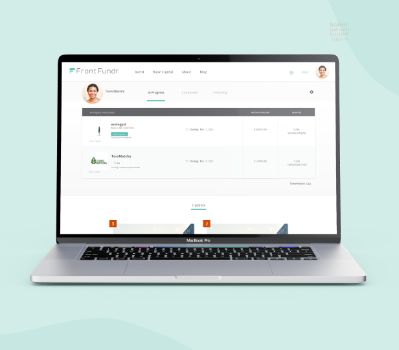 A screenshot of FrontFundr's new investor dashboard against a light teal background.