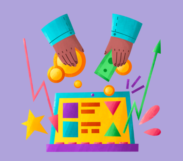 Graphic of someone investing online to represent investing in private companies