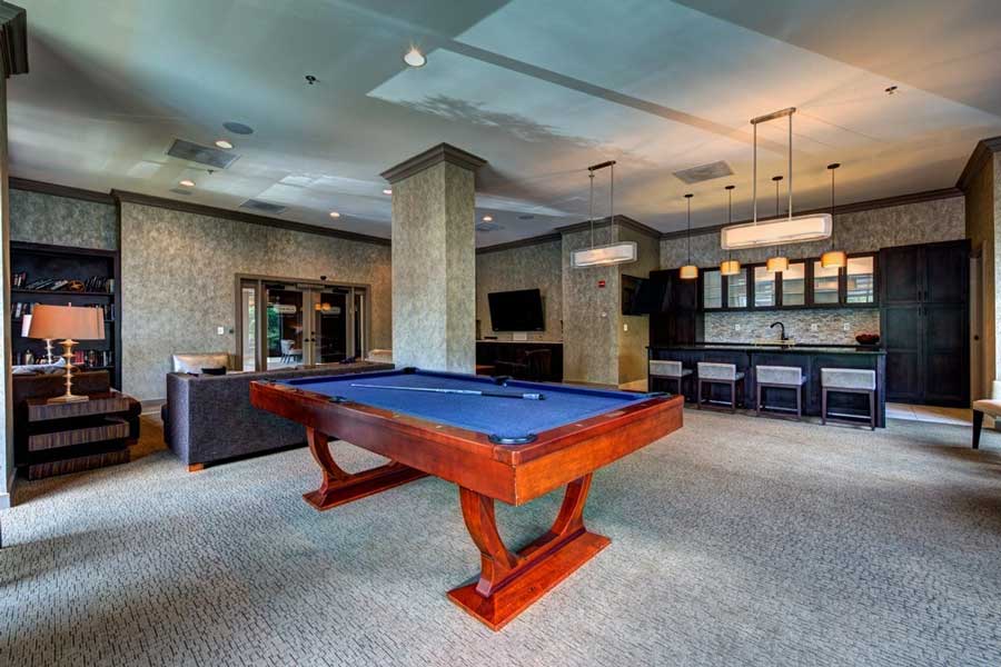 Billiards and clubhouse at The Eva