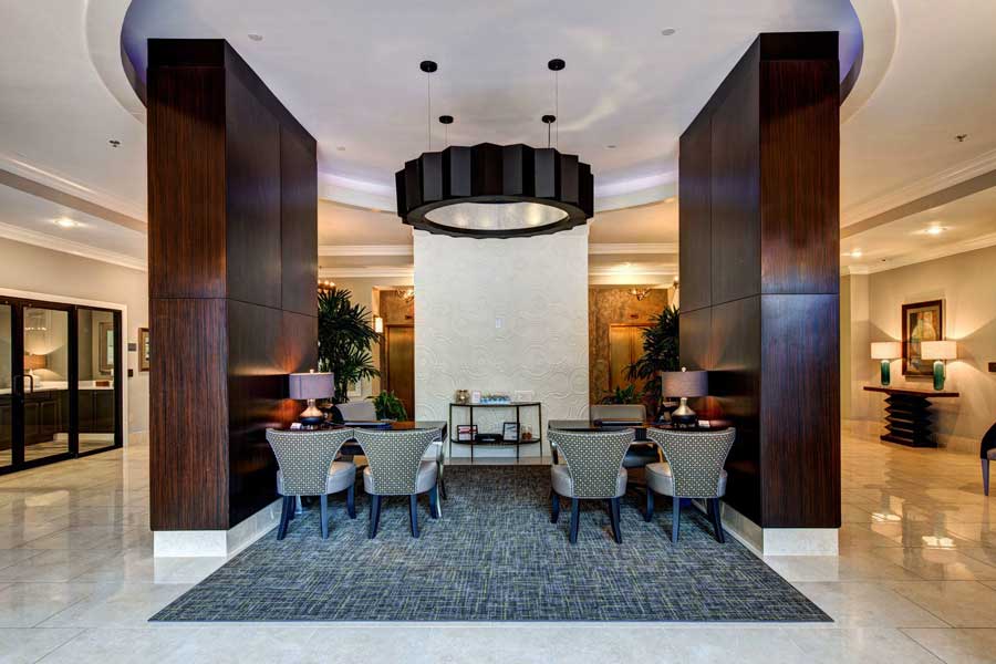 A view of the lobby at The Eva