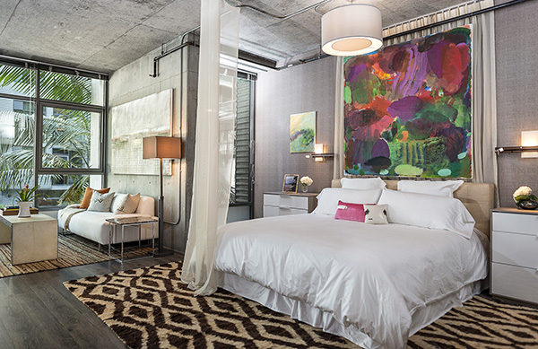 Bright modern bedroom at Met Lofts