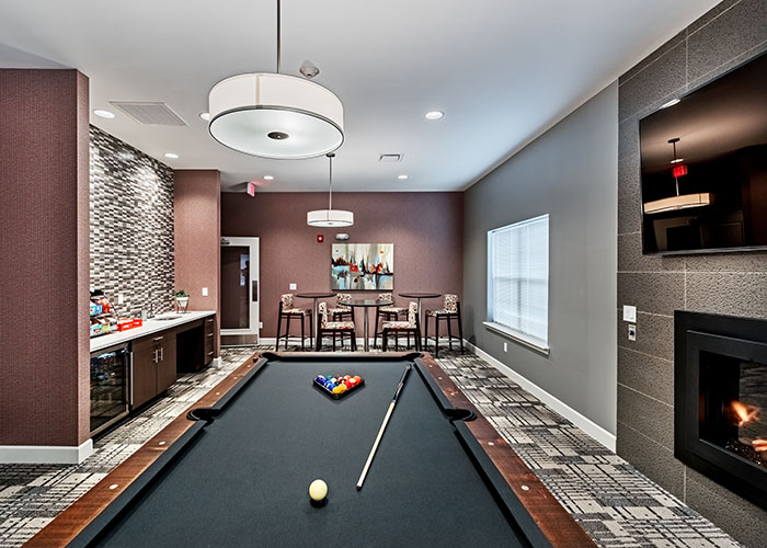 The community lounge at The Kane at Gray's Landing in Aliquippa.