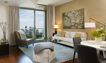Floor-to-ceiling windows at luxury apartments in Atlanta, Georgia