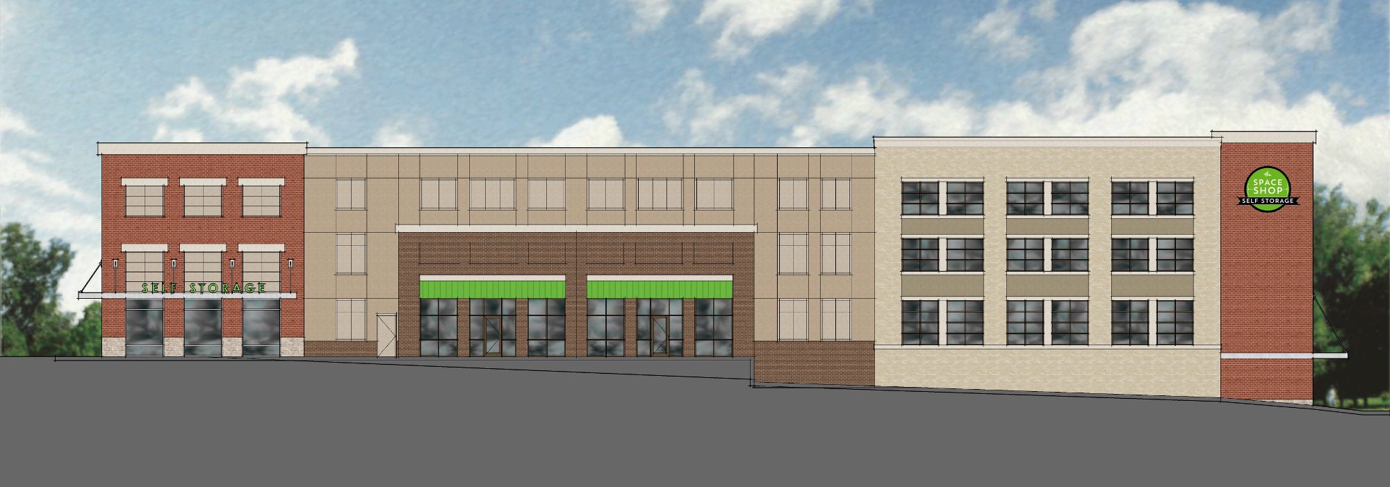 Exterior shot of Space Shop Self Storage in Atlanta