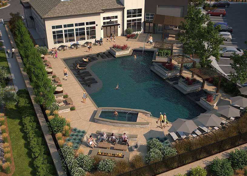 Updated pool deck at Solana Lucent Station in Highlands Ranch