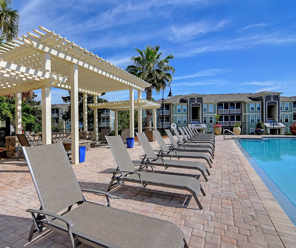 Pool and patio area at The Retreat at PCB in Panama City Beach