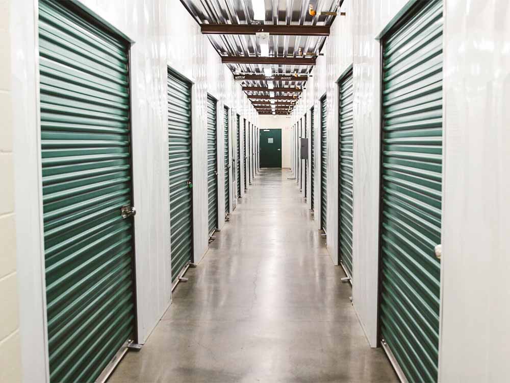 Well lit hallways at SoCal Self Storage