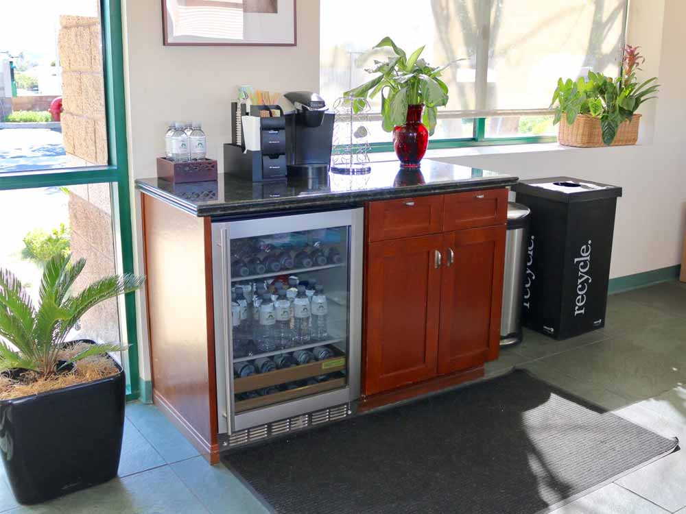 Coffee and water available at SoCal Self Storage