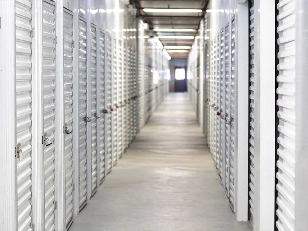 Well lit hallways at SoCal Self Storage