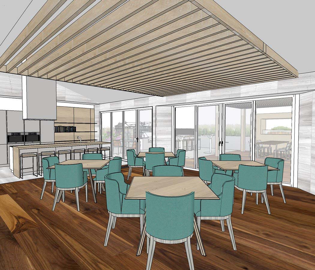 dining area at TAVA Waters